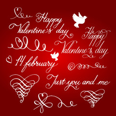 Valentines day calligraphy and lettering collection 