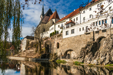 Fototapeta na wymiar Beautiful view to castle and river Vltava in Cesky Krumlov