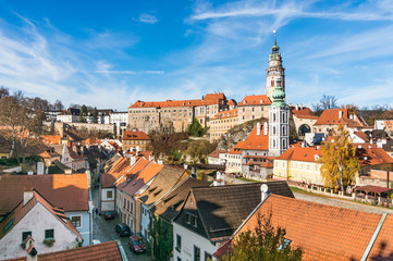 Beautiful view on the old town Cesky Krumlov