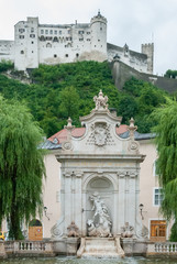 Chapter Square horse wash fountain and castle, Salzburg, Austria