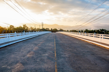 Image of bridge over the river at sunrise, Pai, Mae Hong Son Pro
