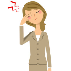 スーツの女性（上半身）　頭痛