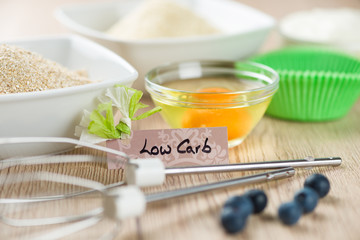 Sweets on diet: Ingredients for low carb cupcake cooking