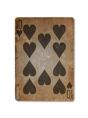Very old playing card, ten of hearts
