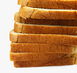 sliced bread on white background