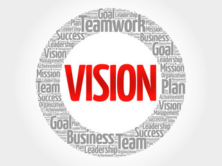 Vision circle stamp word cloud, business concept