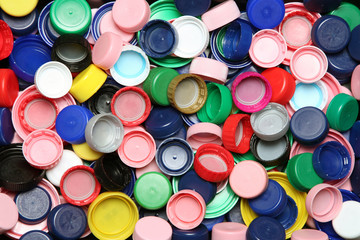 Colorful plastic caps background