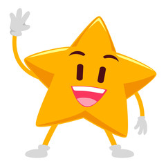 happy Star Mascot Waving Hand