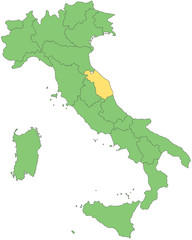 Fototapeta na wymiar Italien - Marken (Vektor in Grün)