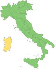 Italien - Sardinien (Vektor in Grün)