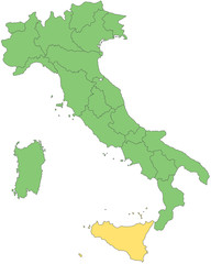 Italien - Sizilien (Vektor in Grün)