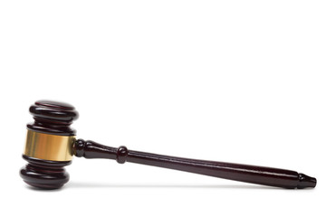 Law concept - Wooden judges gavel isolated on white background