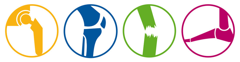 Orthopädie Icons - Hüfte, Knie, Trauma, Fuß