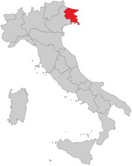 Italien - Friaul-Julisch-Venetien (Vektor in Rot)