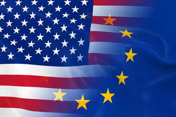 US and European Relations Concept Image - Flags of the United St