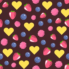 vector seamless texture consists of berries. Postcard for valentines day. Vector illustration
