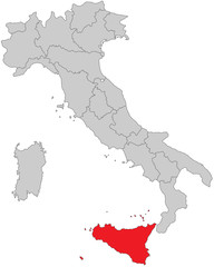 Italien - Sizilien (Vektor in Rot)