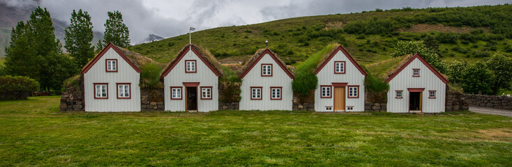 Fototapeta na wymiar Ancient houses in Laufas, Iceland
