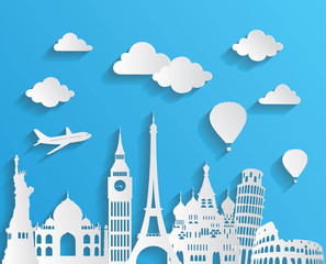 Obraz premium Travel and tourism background. Vector illustration