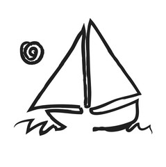 doodle sailboat,  illustration icon