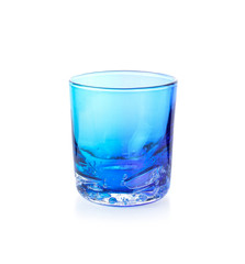 empty blue glass on white background