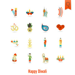 Fototapeta premium Diwali. Indian Festival Icons