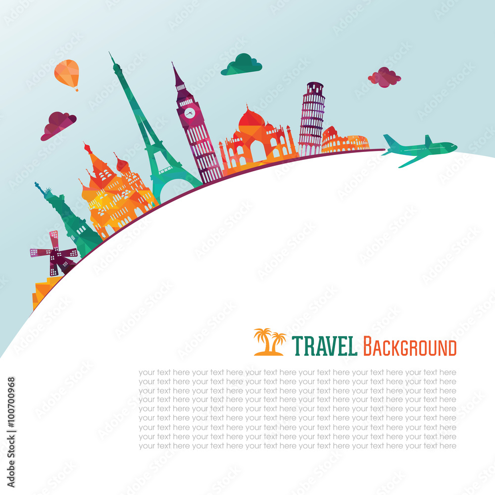 Wall mural Travel and tourism background. Vector illustration