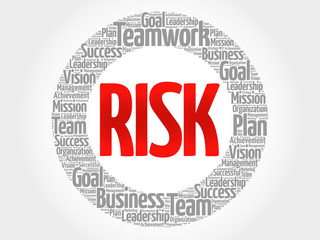 Risk circle stamp word cloud, business concept