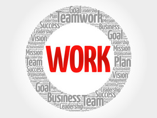 Work circle stamp word cloud, business concept