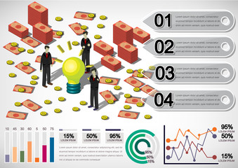 illustration of info graphic money equipment concept in isometric 3D graphic