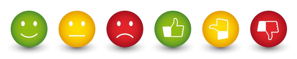 Fototapeta premium Bewertung Feedback Buttons Smily und Daumen 