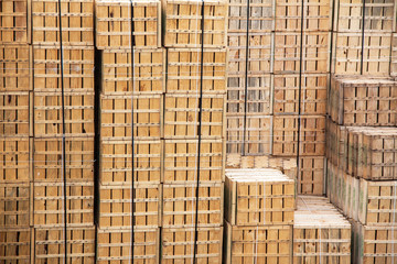 Empilement de casiers pour stockage de poissons, Cambrils, Catalogne, Espagne