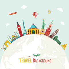 Travel and tourism background. Vector illustration