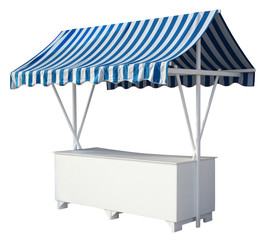 Empty market stall with awning