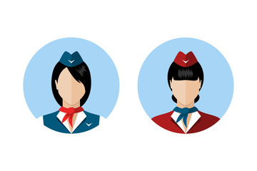 Set of stewardess avatars
