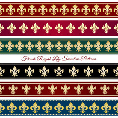 Royal seamless border patterns. Victorian vintage decor,  floral retro vector illustration