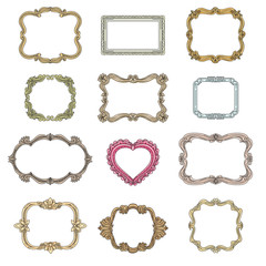 Obraz premium Vintage decorative frames. Decoration element, ornament decorative frames for wedding, vintage frames set vector illustration
