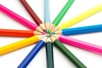 Naklejka premium colorful wooden pencils on white