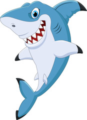 Fototapeta premium Cartoon funny shark posing 