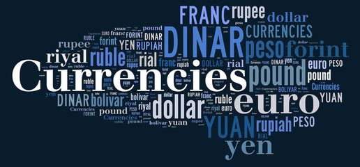 Word cloud related currencies.