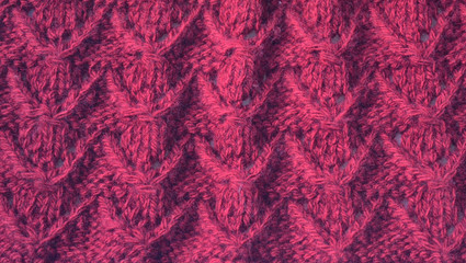knitted fabric in red background