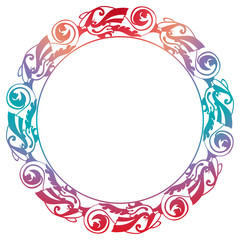 Raster gradient filled round frame with fairy fish