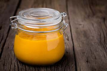 Homemade hot mango habanero sauce