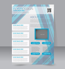 Flyer, brochure, magazine cover template design for education, presentation, website. Blue color. Editable vector illustration.