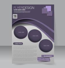 Flyer, brochure, magazine cover template design for education, presentation, website. Purple color. Editable vector illustration.