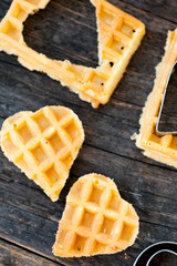 Waffles in the shape of a heart for Valentine's Day