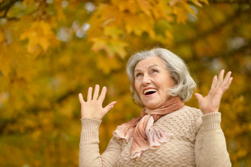 senior woman in  autumn park