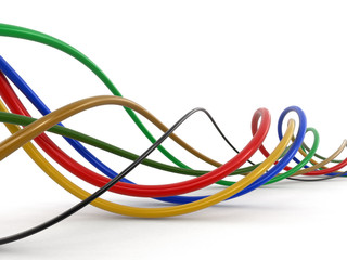 Colored cables. Image with clipping path.