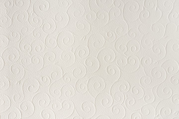 Old white, beige paper sheet texture background. Shells, waves, circles, shapes embossed pattern....