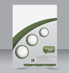 Brochure design. Flyer template. Editable A4 poster for business, education, presentation, website, magazine cover. Green color.